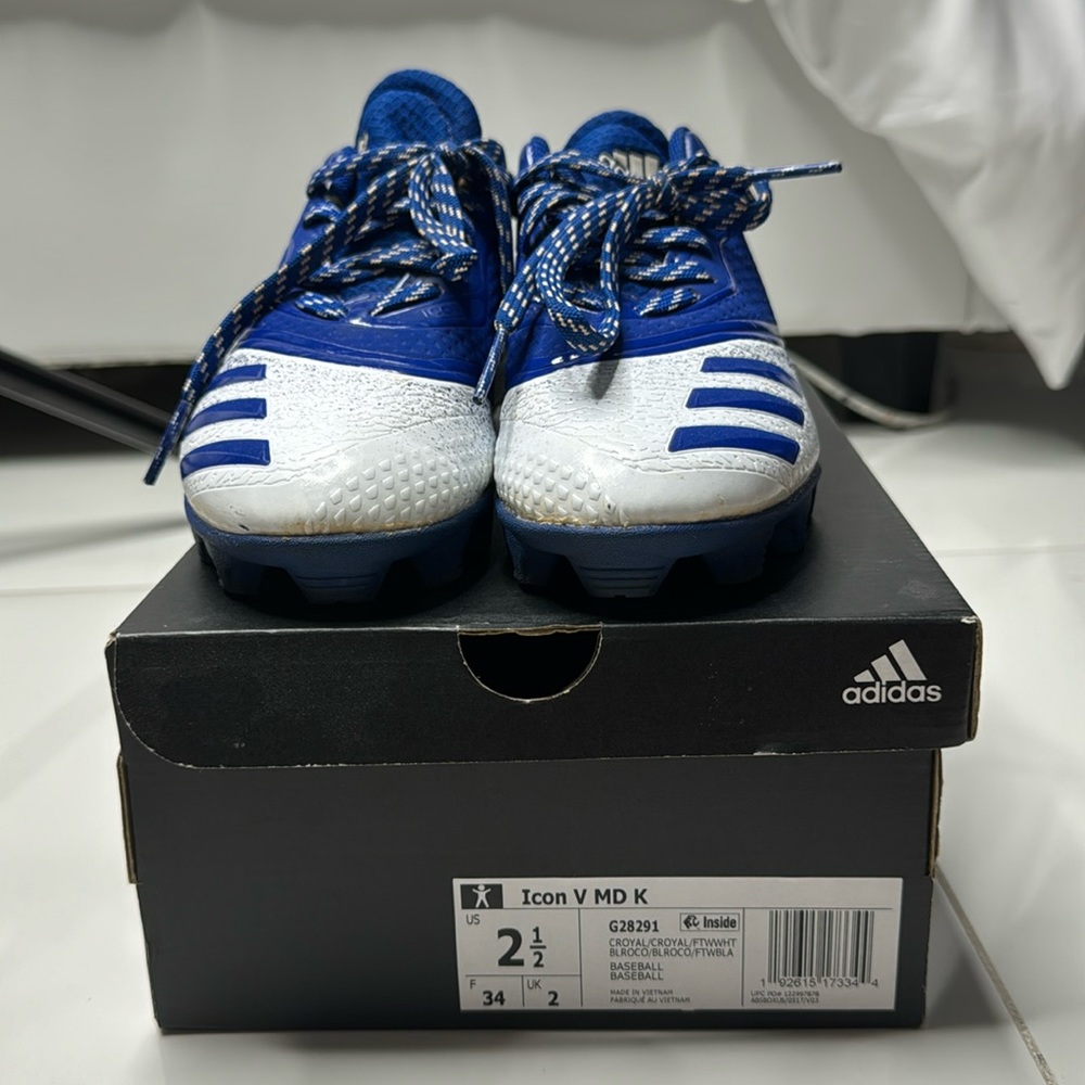 Boys Blue Adidas Baseball Cleets